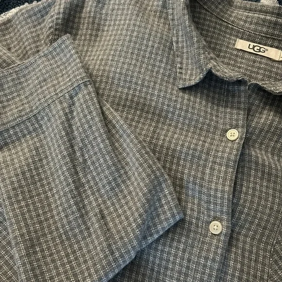 UGG Men’s Brushed Flannel Plaid Checked Long Sleeve Button Down Shirt - Picture 6 of 12